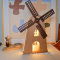 Woondecoratie Houten lamp Windmolen Design Nachtlampje